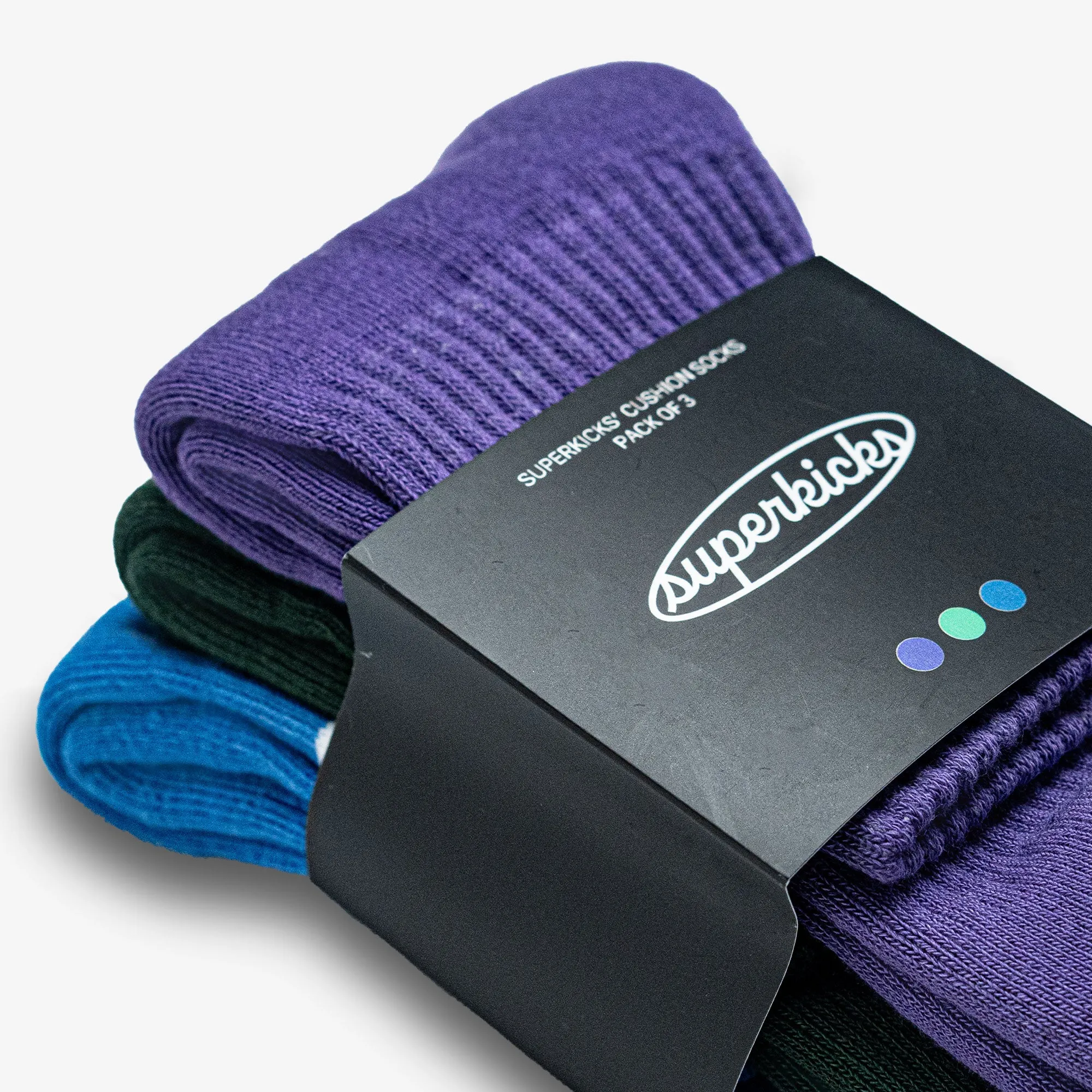 Superkicks | CREW SOCKS  { PURPLE/GREEN/BLUE