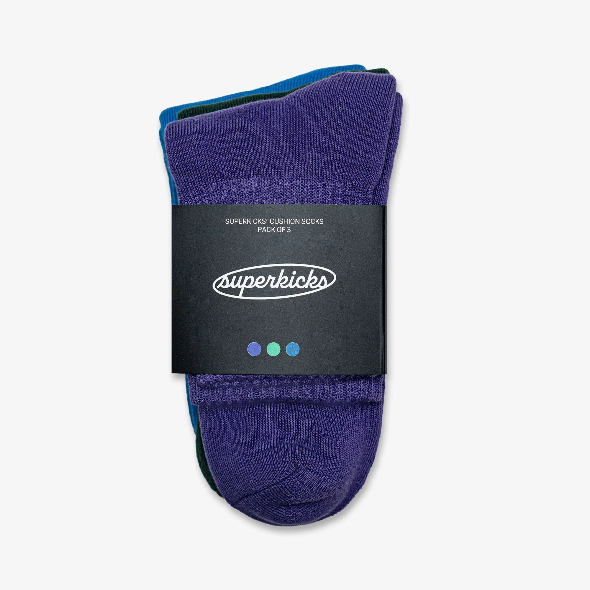 Superkicks | CREW SOCKS  { PURPLE/GREEN/BLUE
