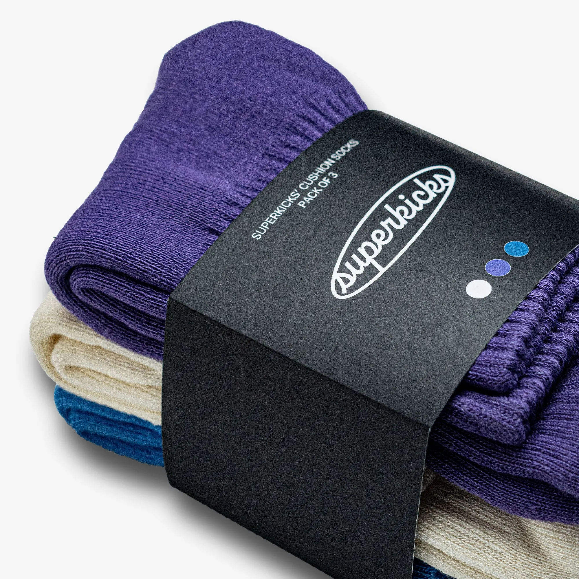 Superkicks | CREW SOCKS  { WHITE/PURPLE/BLUE