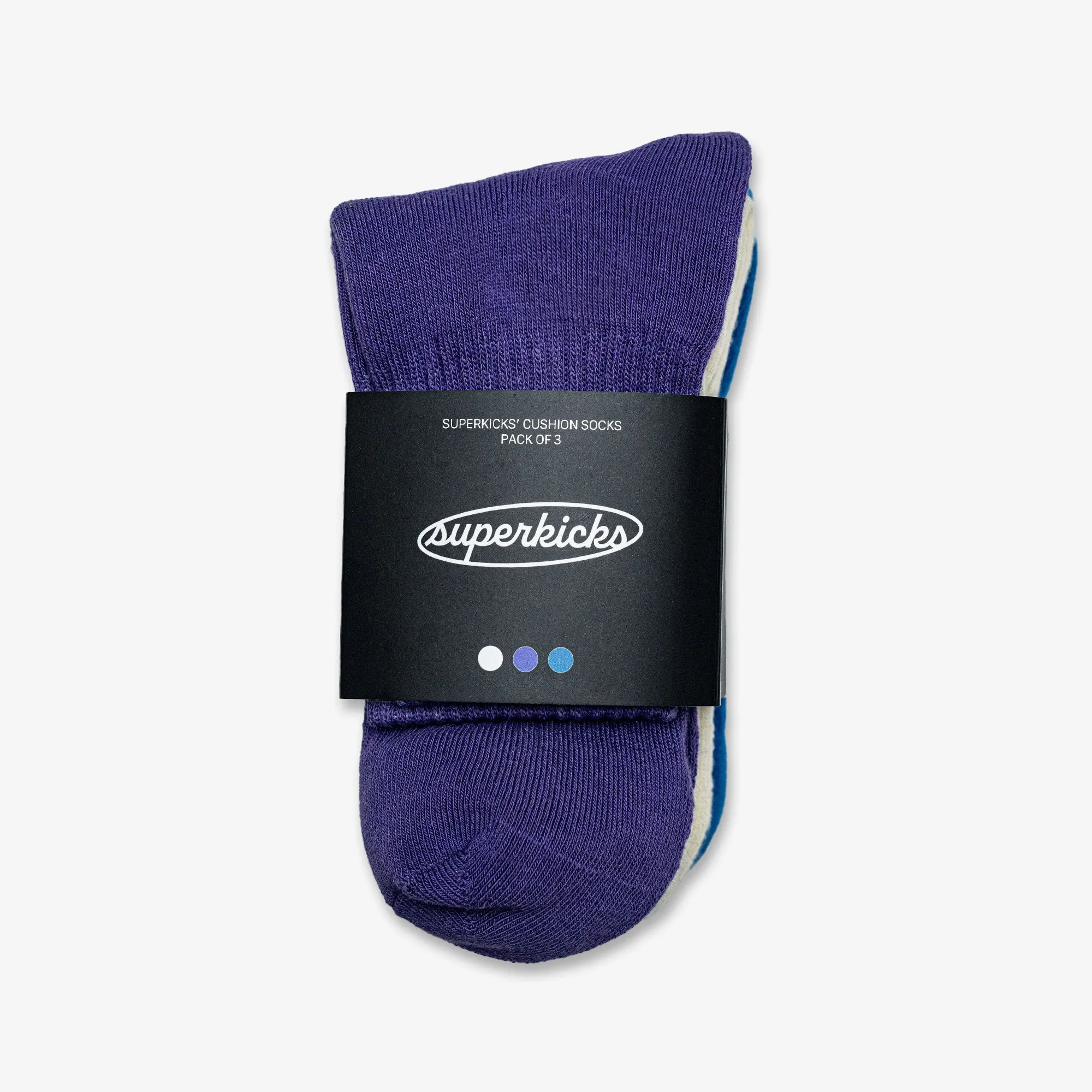 Superkicks | CREW SOCKS  { WHITE/PURPLE/BLUE