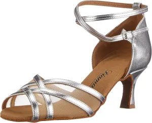 TANZSCHUHMANUFAKTUR Women's Standard & Latin Dance Shoe, Silver, 8 US