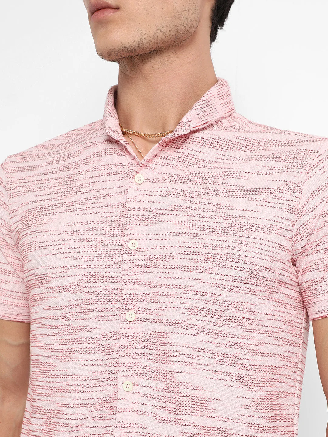Textured Horizontal Striped Shirt
