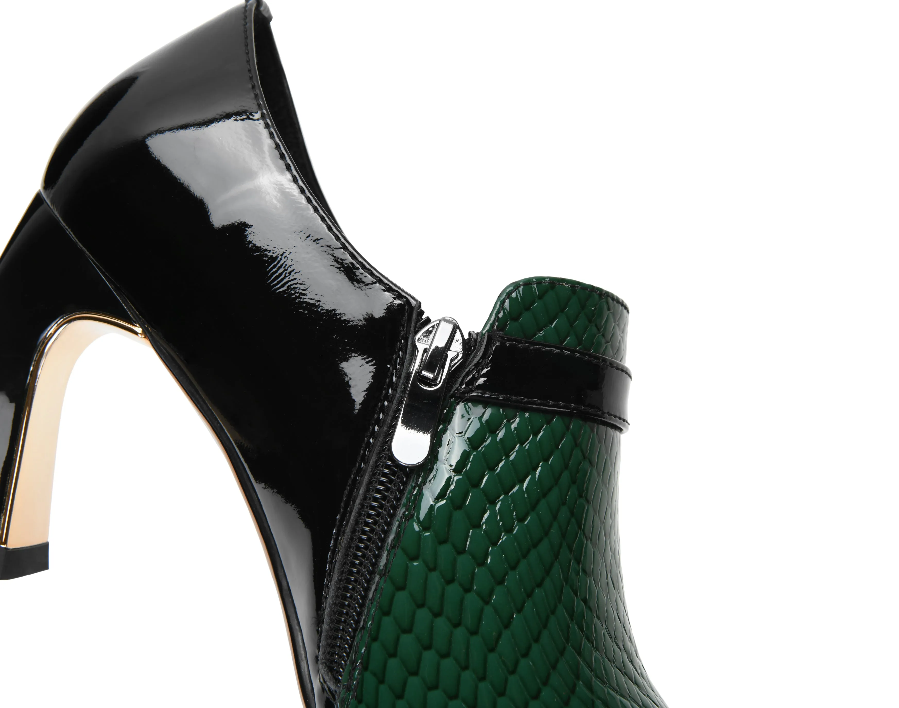 TinaCus Women's Genuine Leather Round Toe Handmade Buckle Side Zipper Multi-Colored Mid Chunky Heel Stylish Pumps Shoes