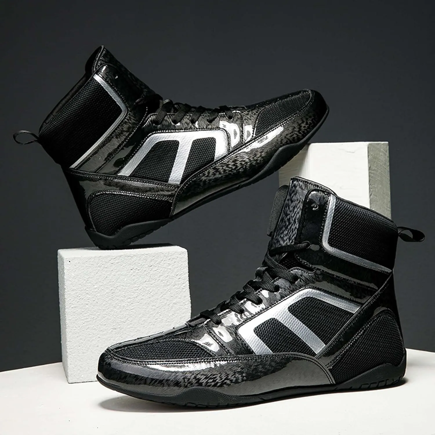 Usoway Men's Professional Boxing Shoes Non-Slip Wrestling Shoes Women's Lightweight Boxing Wrestling Training Shoes Adult Fitness Sports Shoes Fighting Weightlifting Multifunctional Shoes