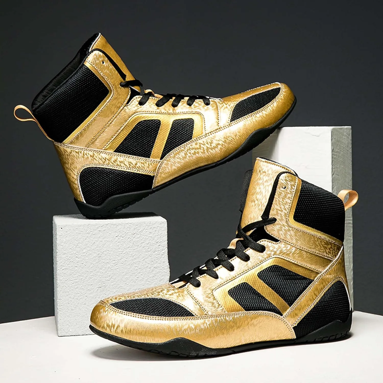 Usoway Men's Professional Boxing Shoes Non-Slip Wrestling Shoes Women's Lightweight Boxing Wrestling Training Shoes Adult Fitness Sports Shoes Fighting Weightlifting Multifunctional Shoes