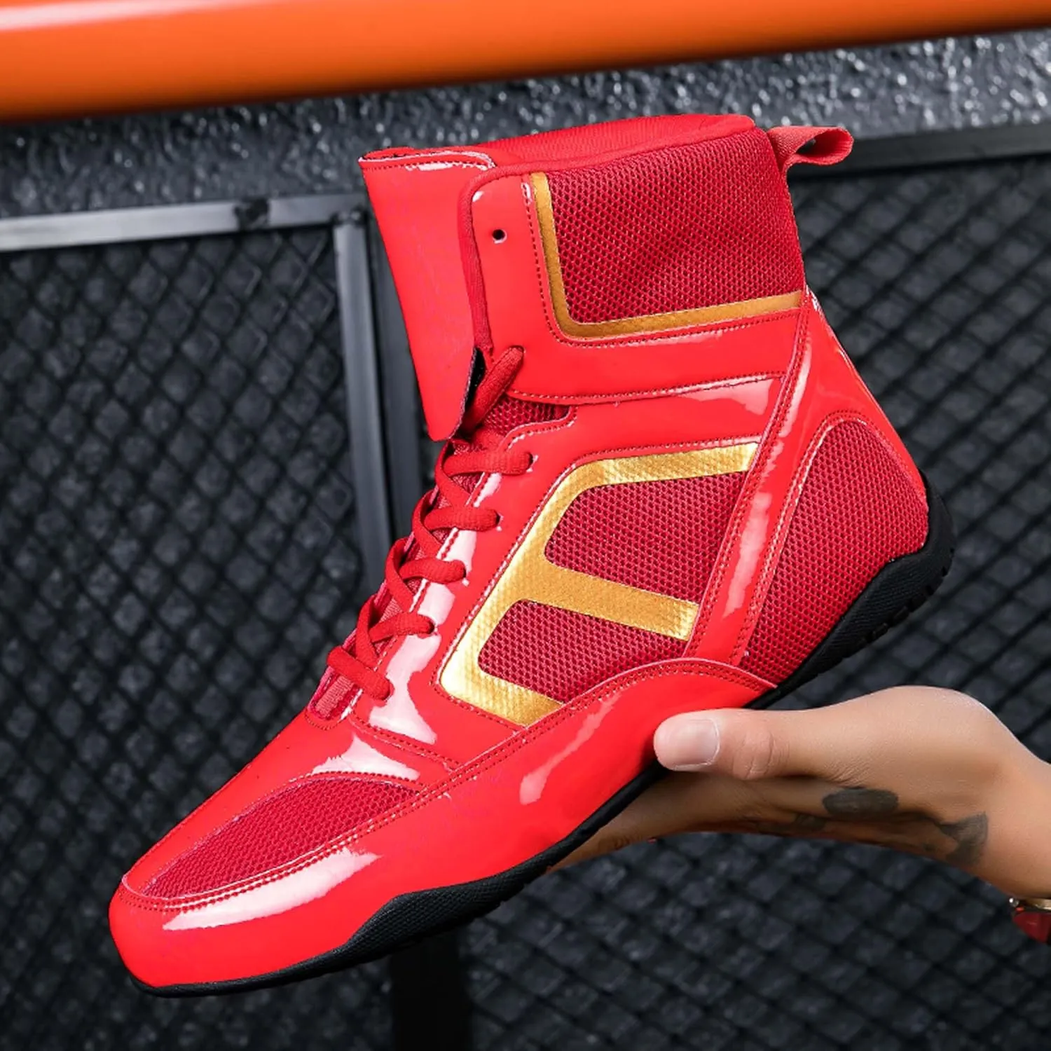 Usoway Men's Professional Boxing Shoes Non-Slip Wrestling Shoes Women's Lightweight Boxing Wrestling Training Shoes Adult Fitness Sports Shoes Fighting Weightlifting Multifunctional Shoes