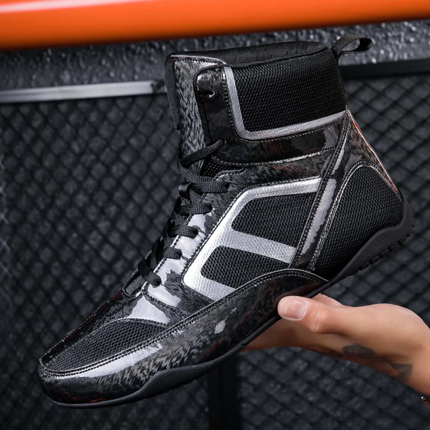 Usoway Men's Professional Boxing Shoes Non-Slip Wrestling Shoes Women's Lightweight Boxing Wrestling Training Shoes Adult Fitness Sports Shoes Fighting Weightlifting Multifunctional Shoes