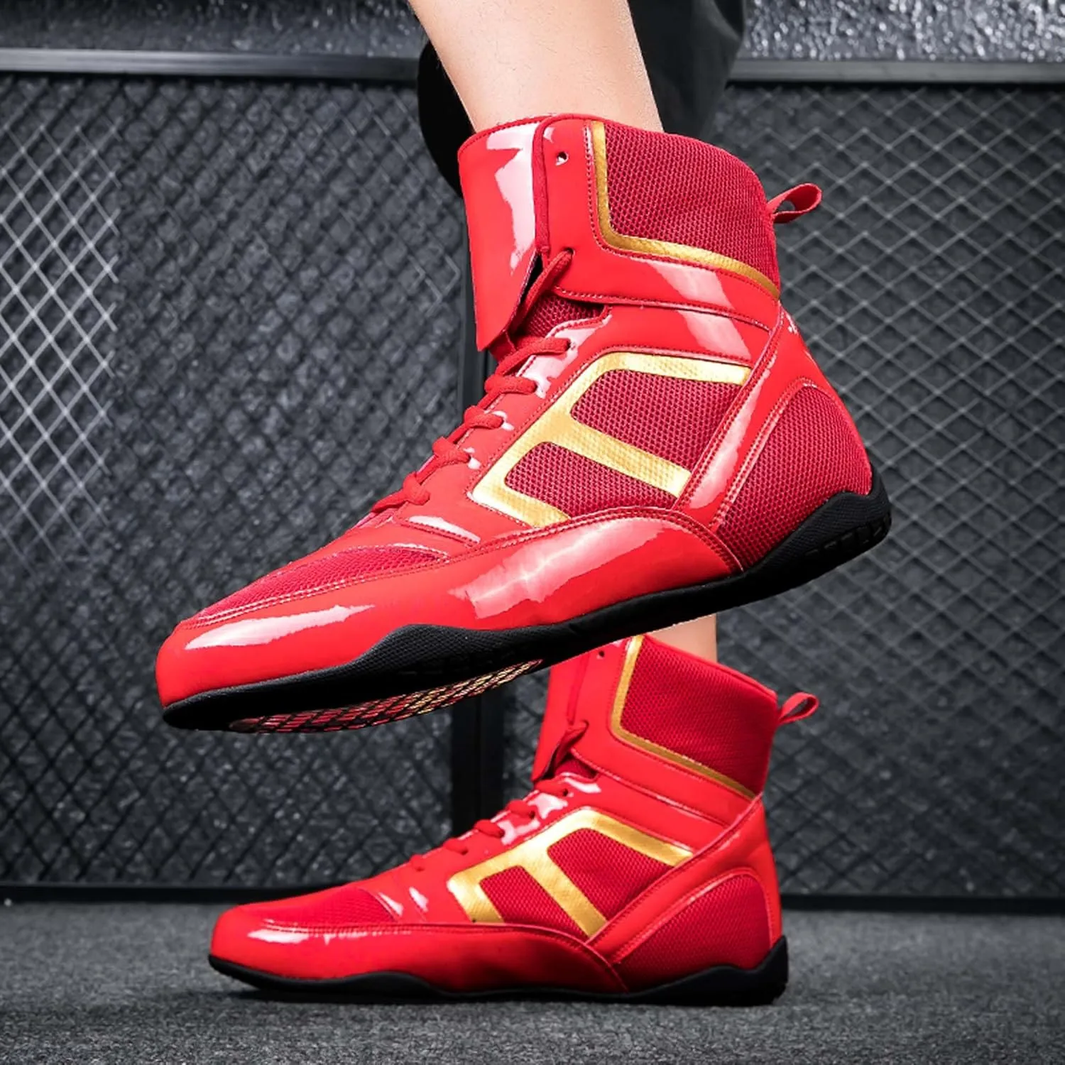 Usoway Men's Professional Boxing Shoes Non-Slip Wrestling Shoes Women's Lightweight Boxing Wrestling Training Shoes Adult Fitness Sports Shoes Fighting Weightlifting Multifunctional Shoes