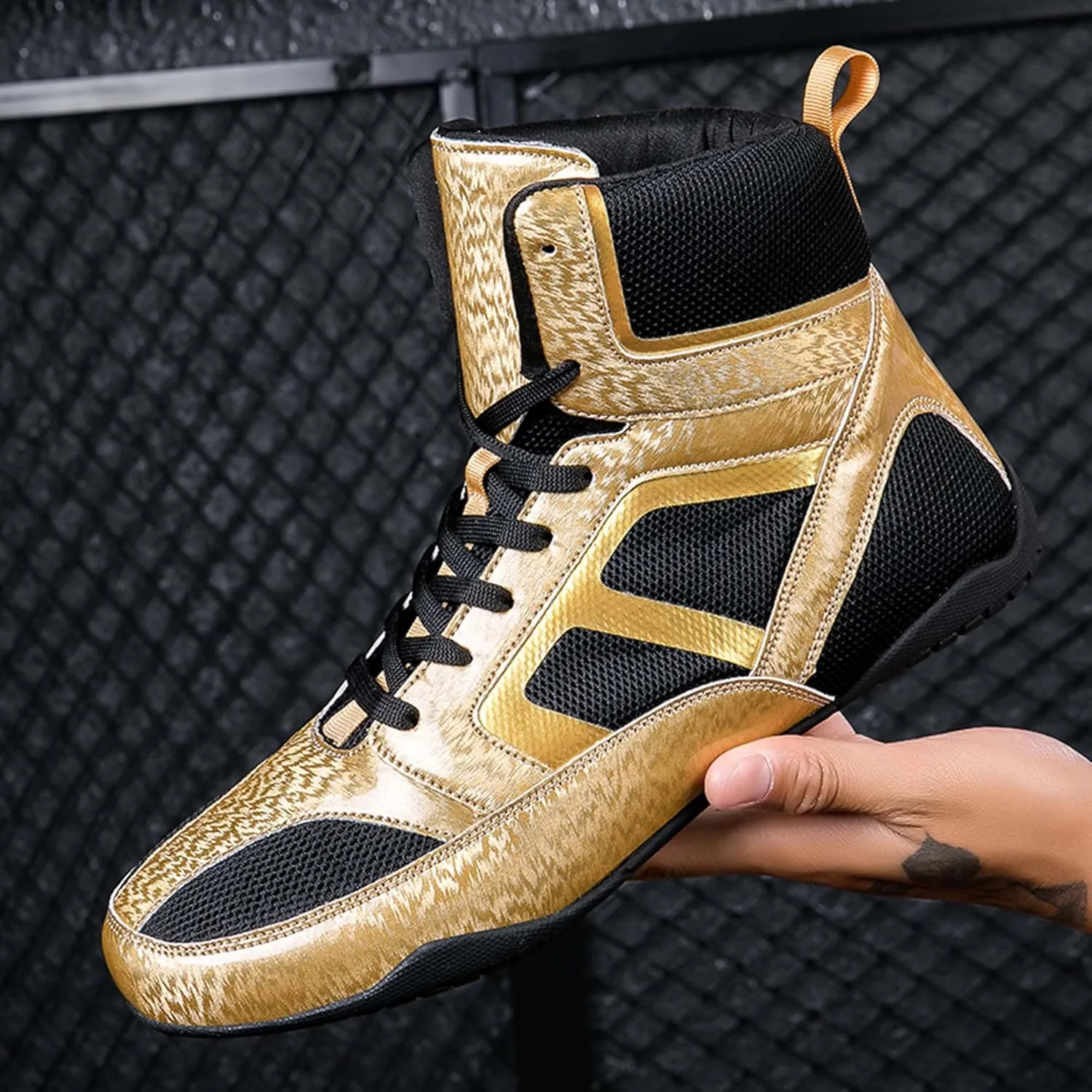 Usoway Men's Professional Boxing Shoes Non-Slip Wrestling Shoes Women's Lightweight Boxing Wrestling Training Shoes Adult Fitness Sports Shoes Fighting Weightlifting Multifunctional Shoes