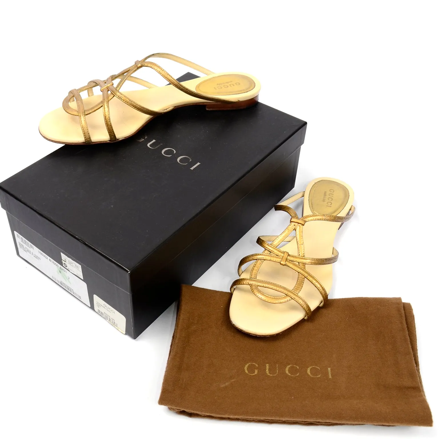 Vintage Gucci Shoes Gold Sandals Size 7B