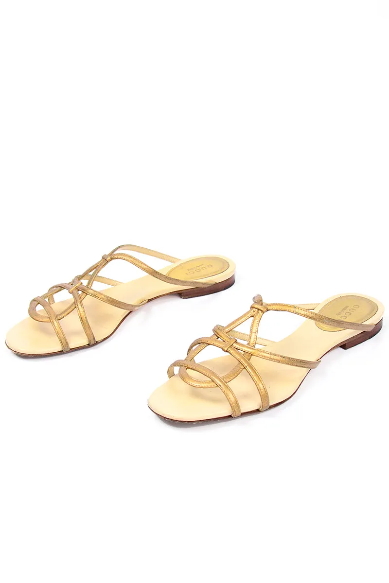 Vintage Gucci Shoes Gold Sandals Size 7B