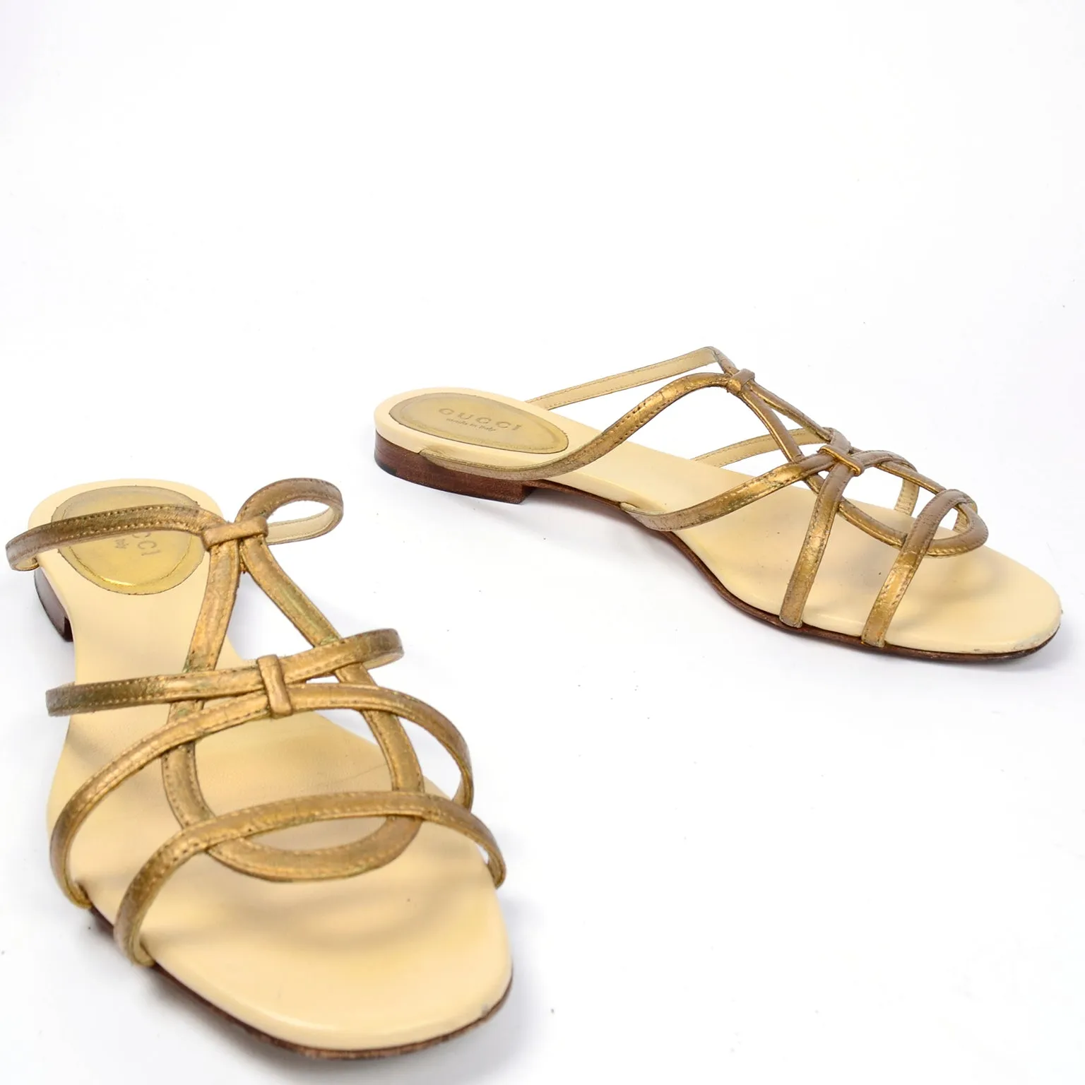 Vintage Gucci Shoes Gold Sandals Size 7B