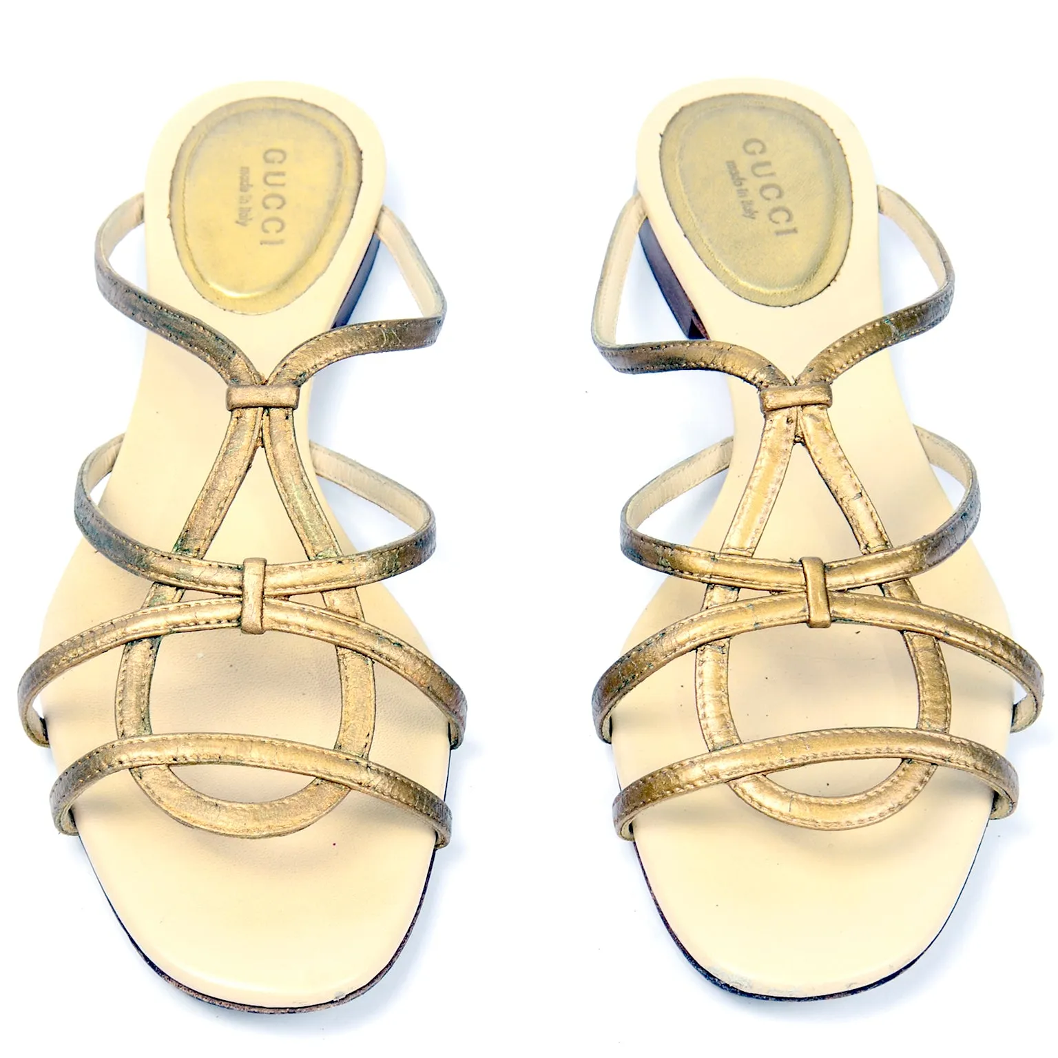 Vintage Gucci Shoes Gold Sandals Size 7B