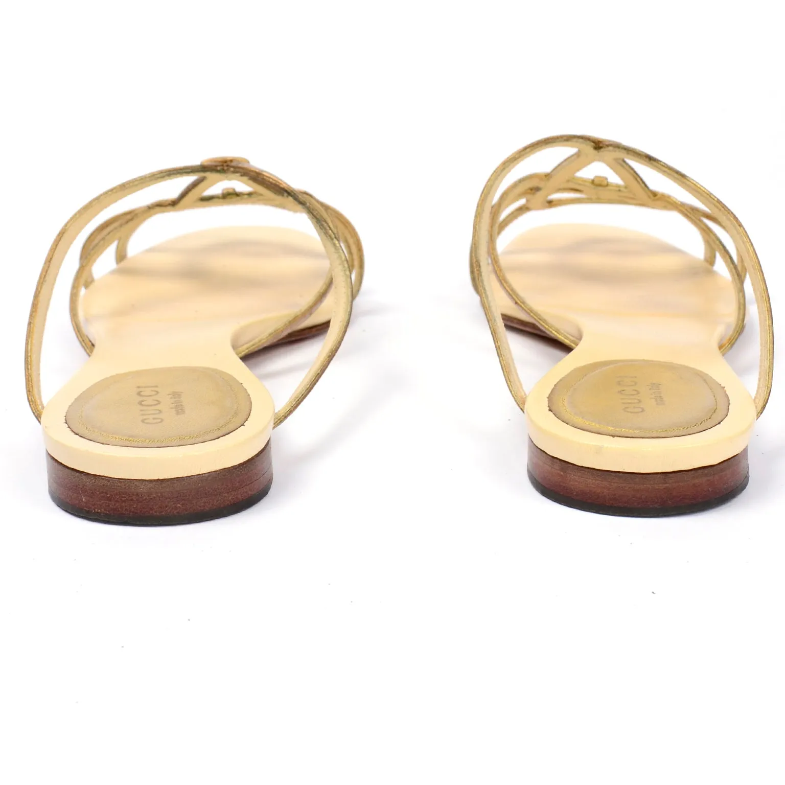 Vintage Gucci Shoes Gold Sandals Size 7B