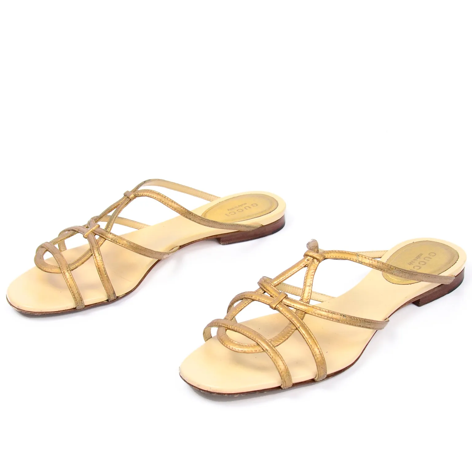 Vintage Gucci Shoes Gold Sandals Size 7B