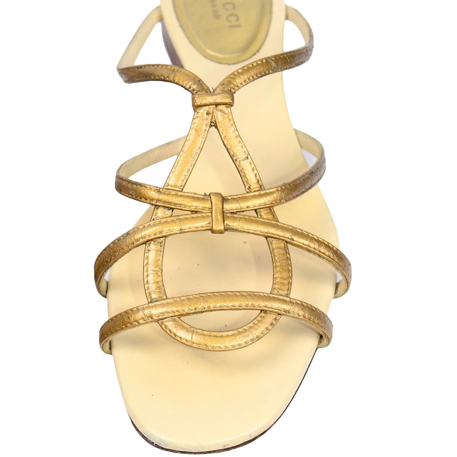 Vintage Gucci Shoes Gold Sandals Size 7B