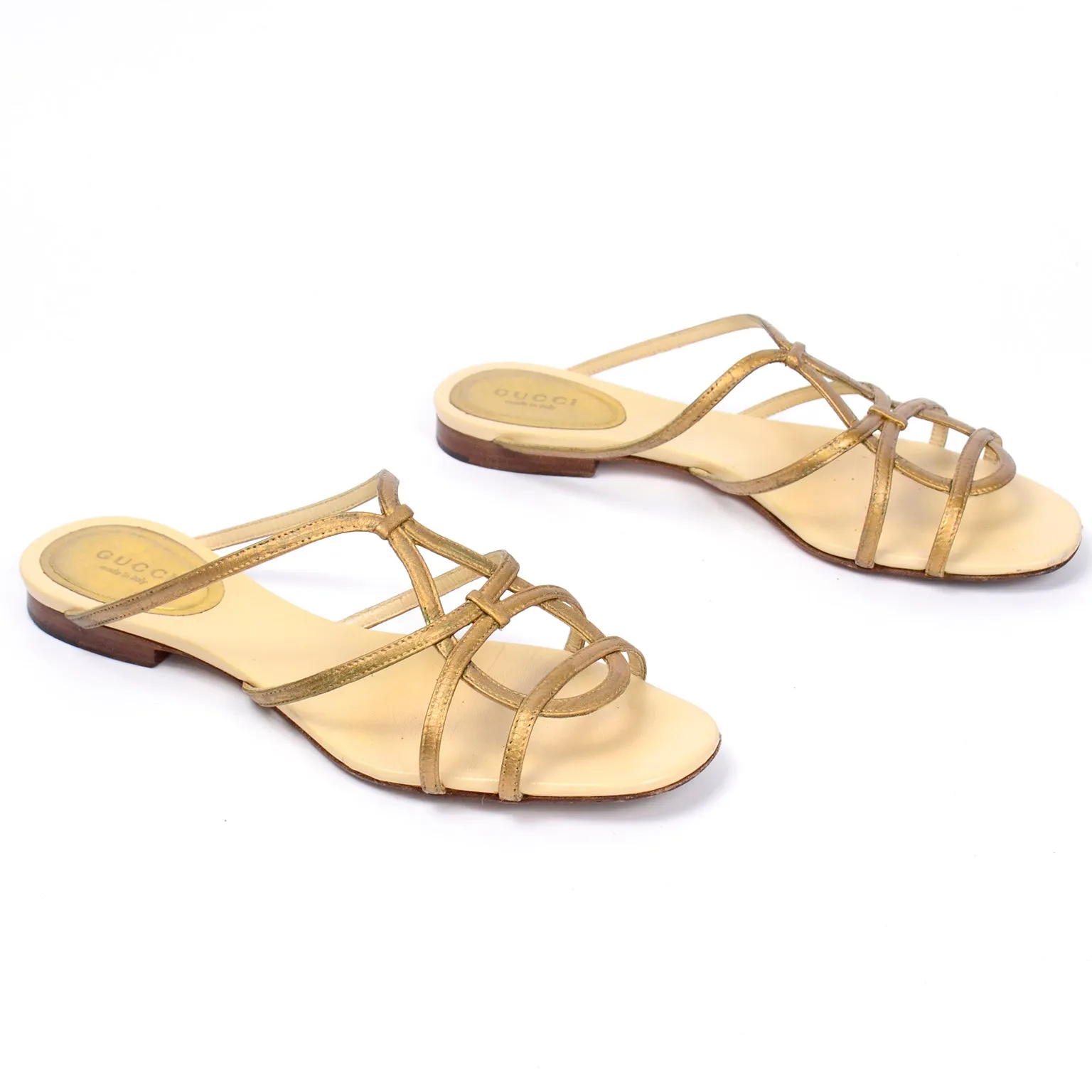 Vintage Gucci Shoes Gold Sandals Size 7B