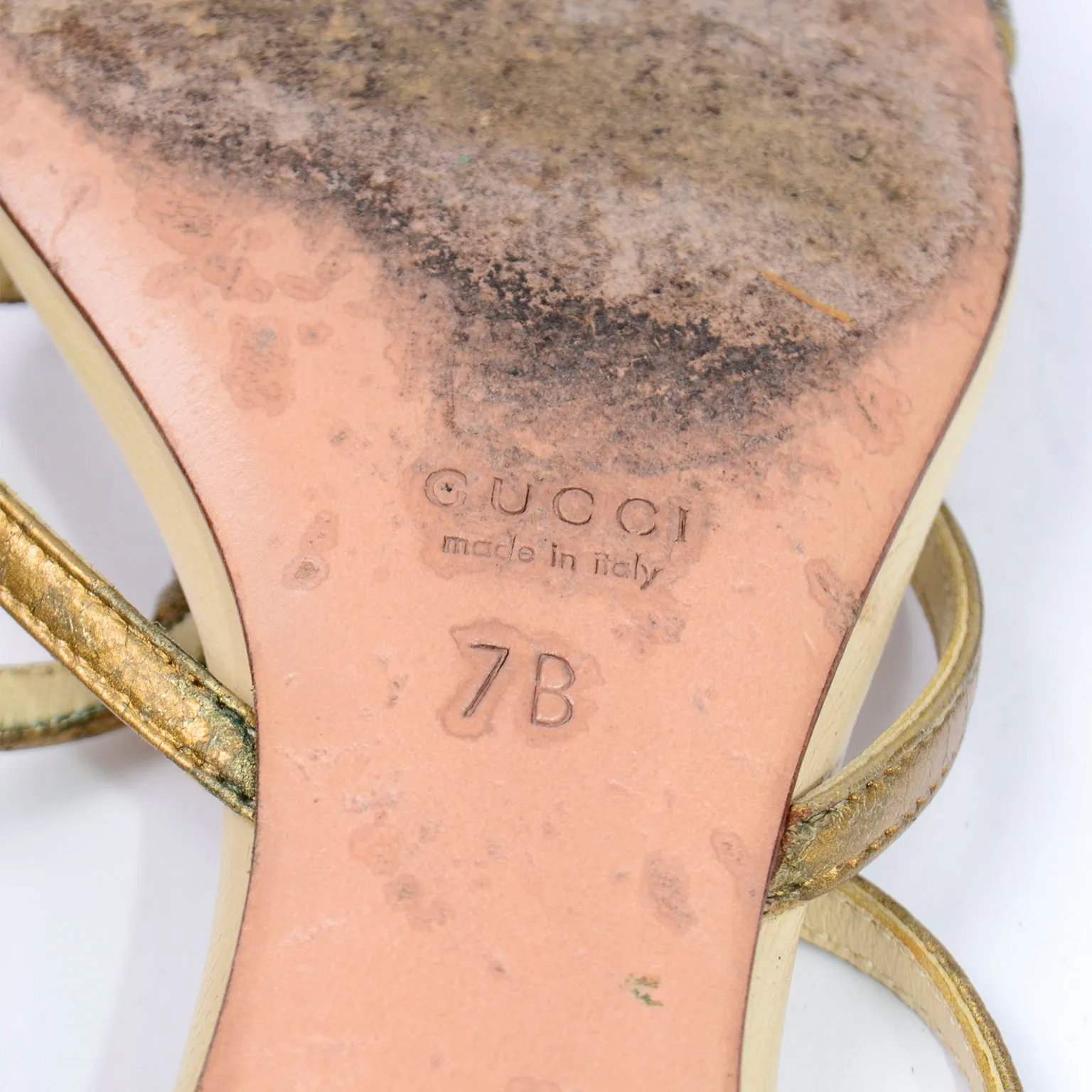 Vintage Gucci Shoes Gold Sandals Size 7B