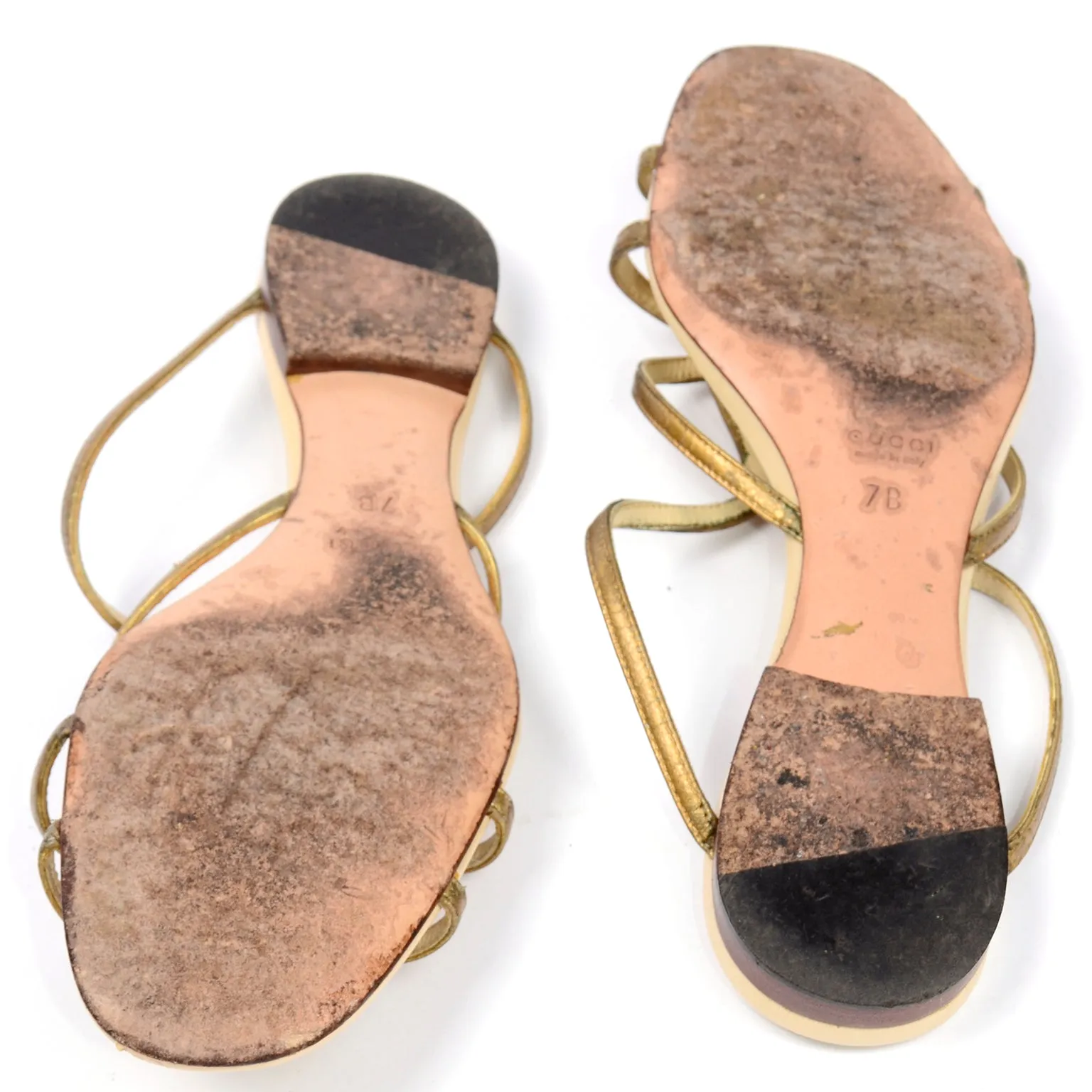 Vintage Gucci Shoes Gold Sandals Size 7B