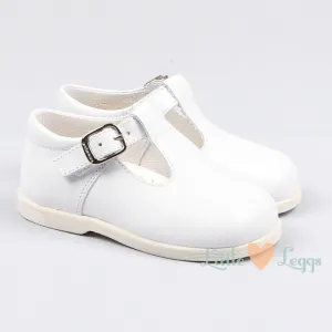 White Leather T-Bar Shoes