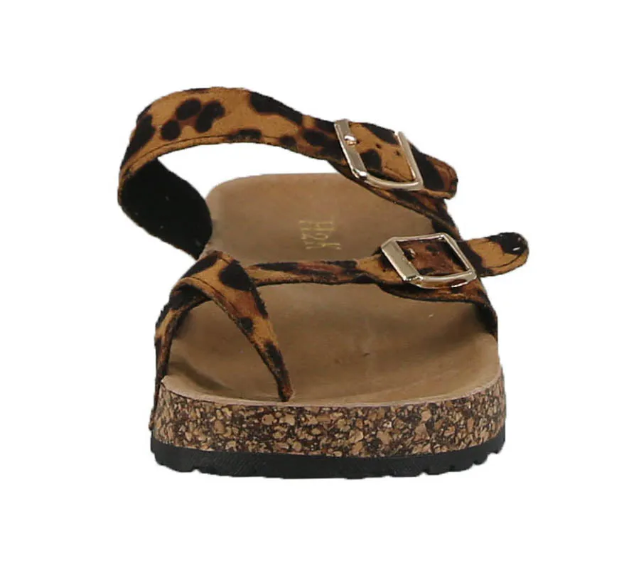 WOMAN'S SHOES LEOPARD SUEDE SANDALS ELENA