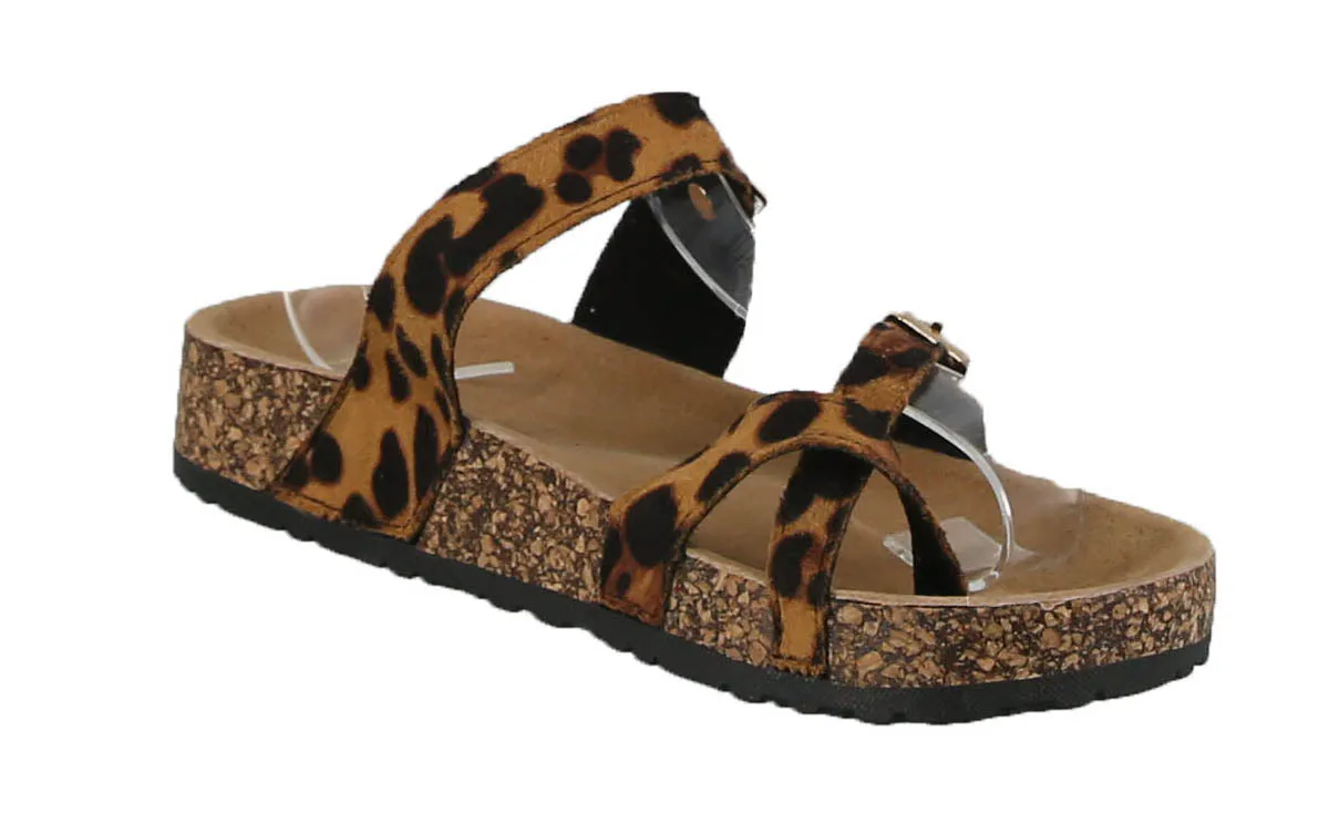 WOMAN'S SHOES LEOPARD SUEDE SANDALS ELENA