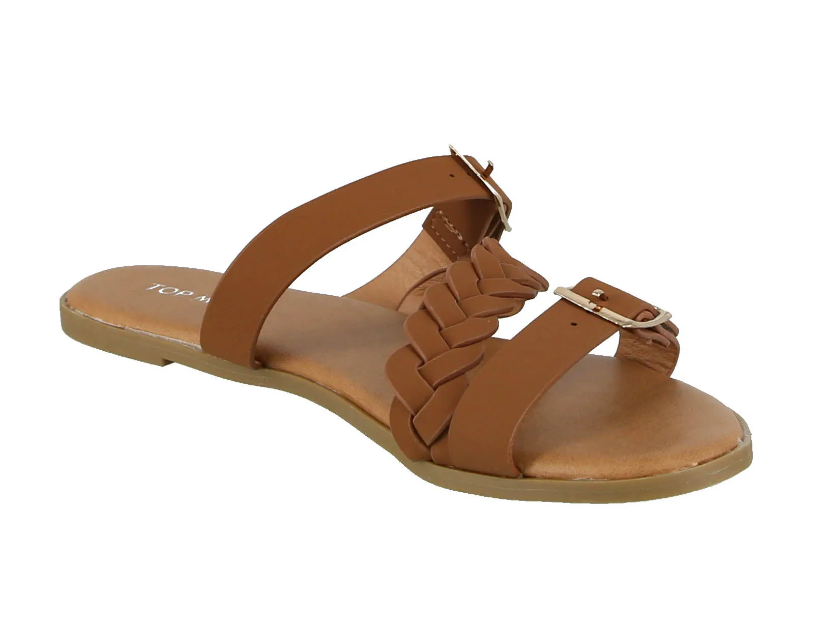 WOMAN'S SHOES TAN PU LEATHER SANDALS FANTASTIC-4