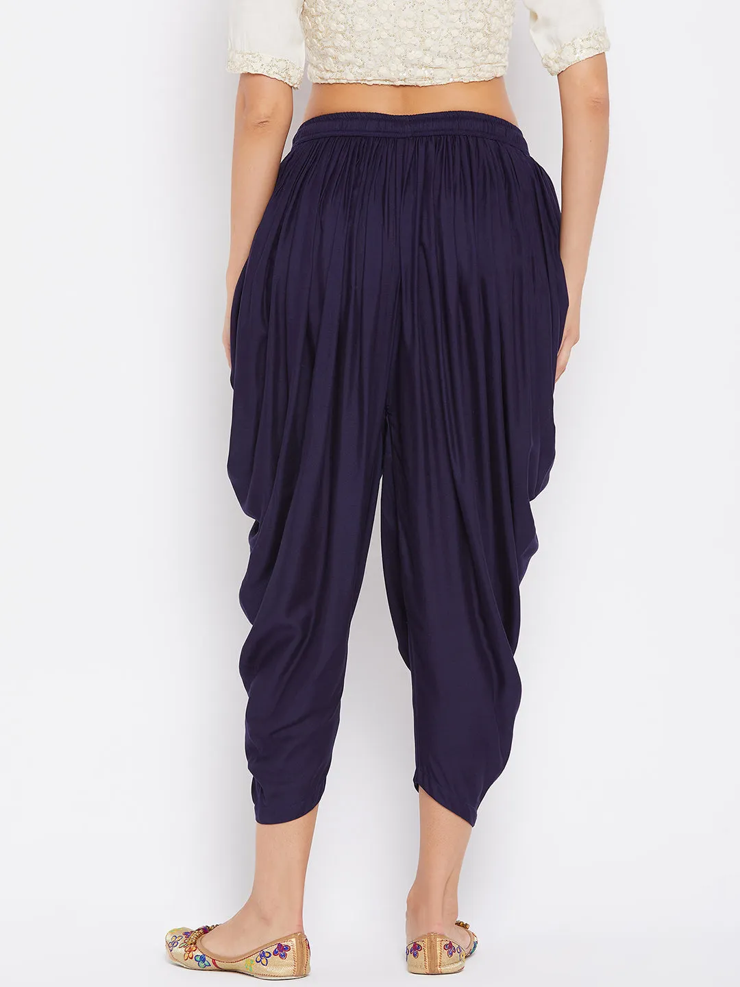 Women Navy Blue Rayon Dhoti Salwar