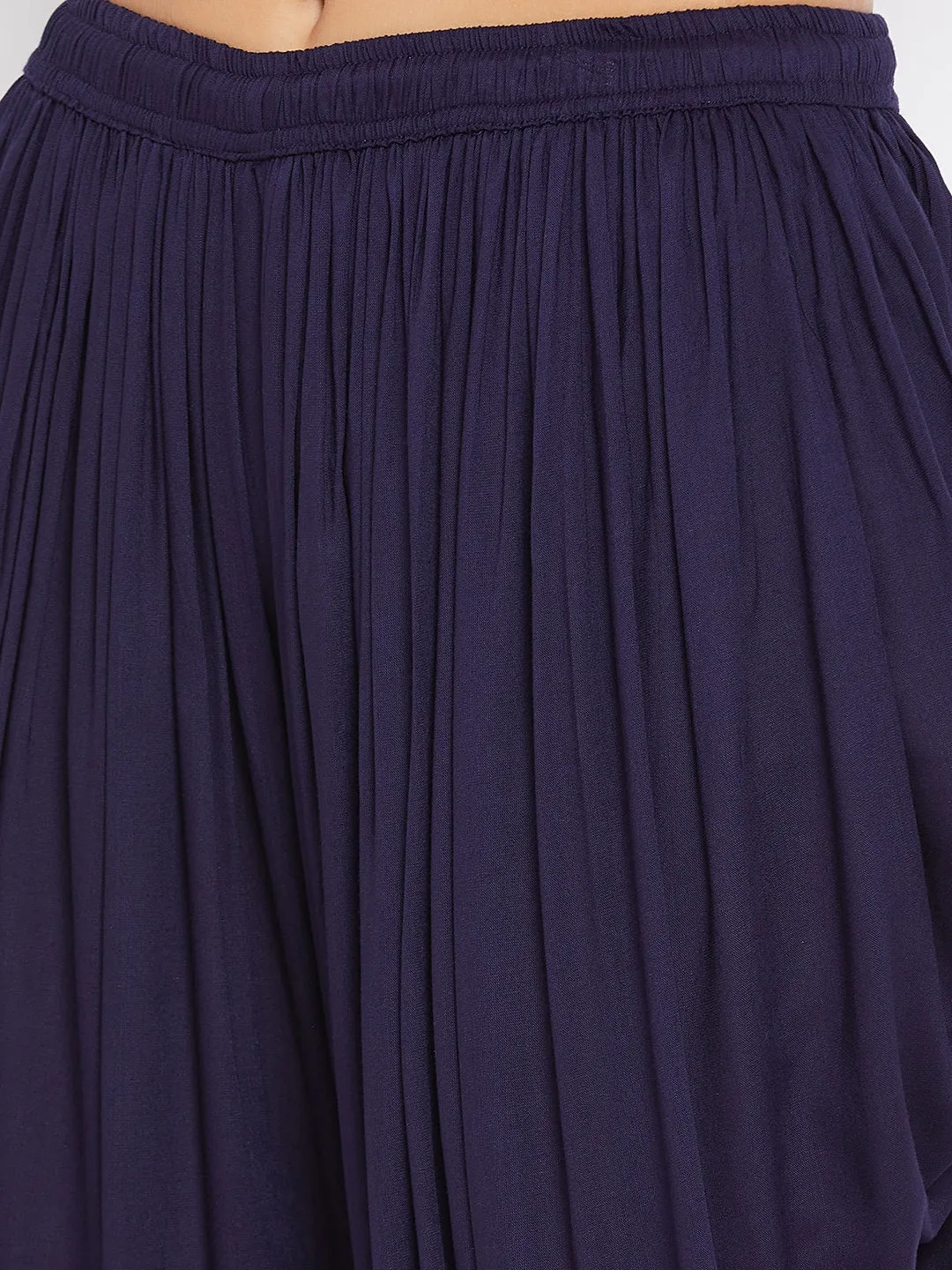 Women Navy Blue Rayon Dhoti Salwar