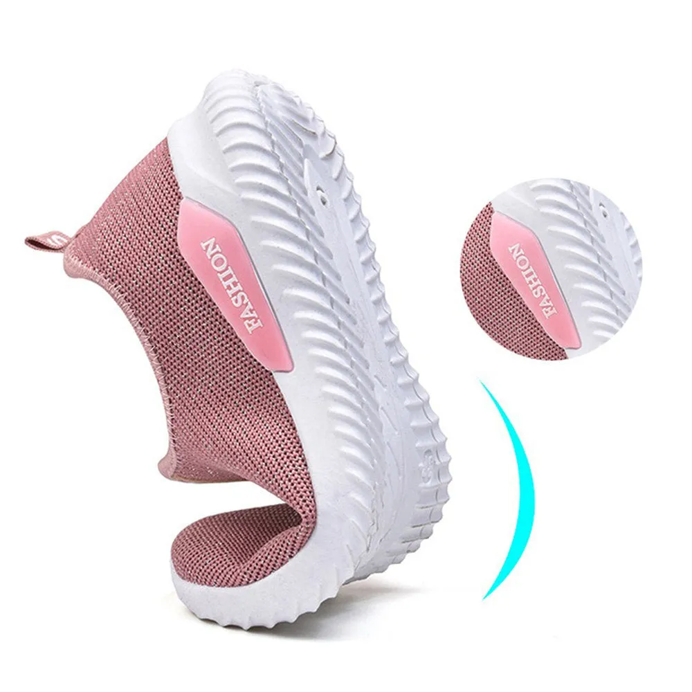 Women Outdoor Running Breathable Mesh Slip On Flat Shoes