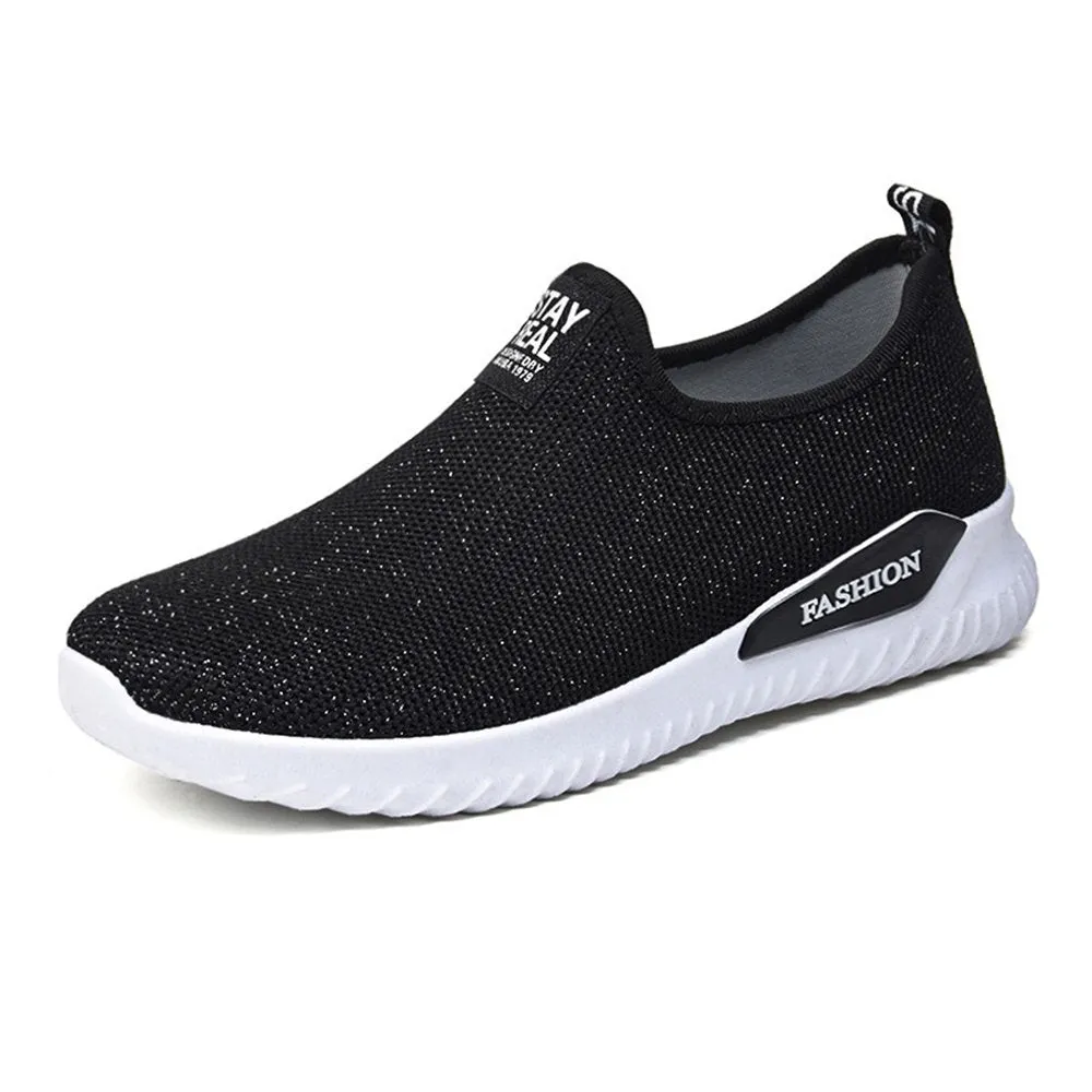 Women Outdoor Running Breathable Mesh Slip On Flat Shoes