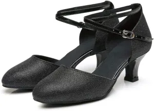 Women's Ankle Strap Heels Ballroom Latin Salsa Dance Pumps Close Pointed Toe Kitten Heel Latin Ballroom Dance Shoes
