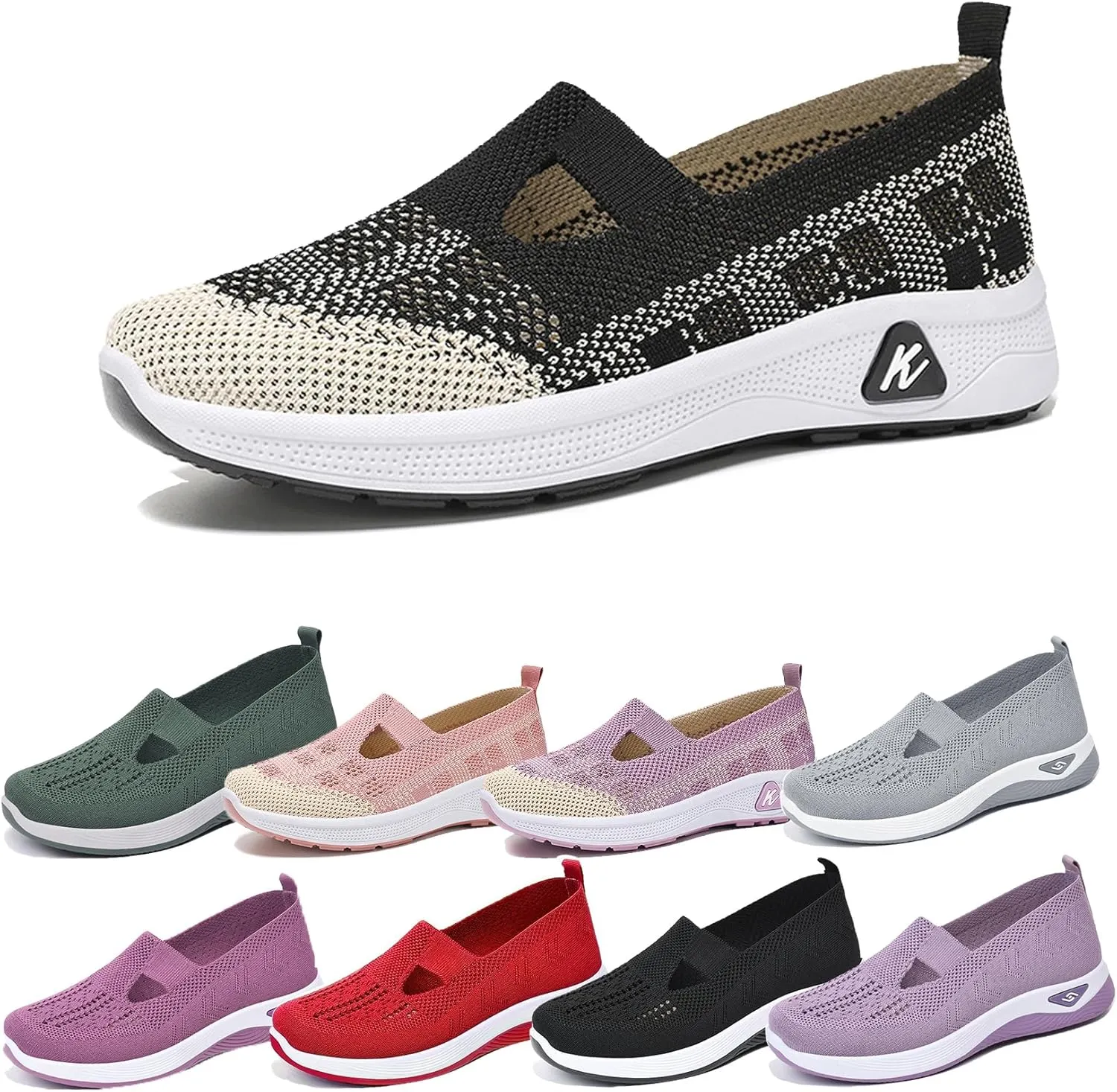 Women's Athletic Hiking Barefoot Shoes Woven Orthopedic Breathable Soft Shoes Hands Free Slip in Sneakers for Walking Trave
