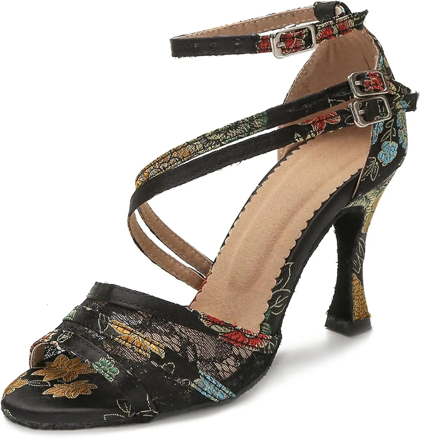 Women's Dance Shoes - Ballroom Training Sneakers with 9CM (3.54") Heels for Waltz, Tango, Salsa