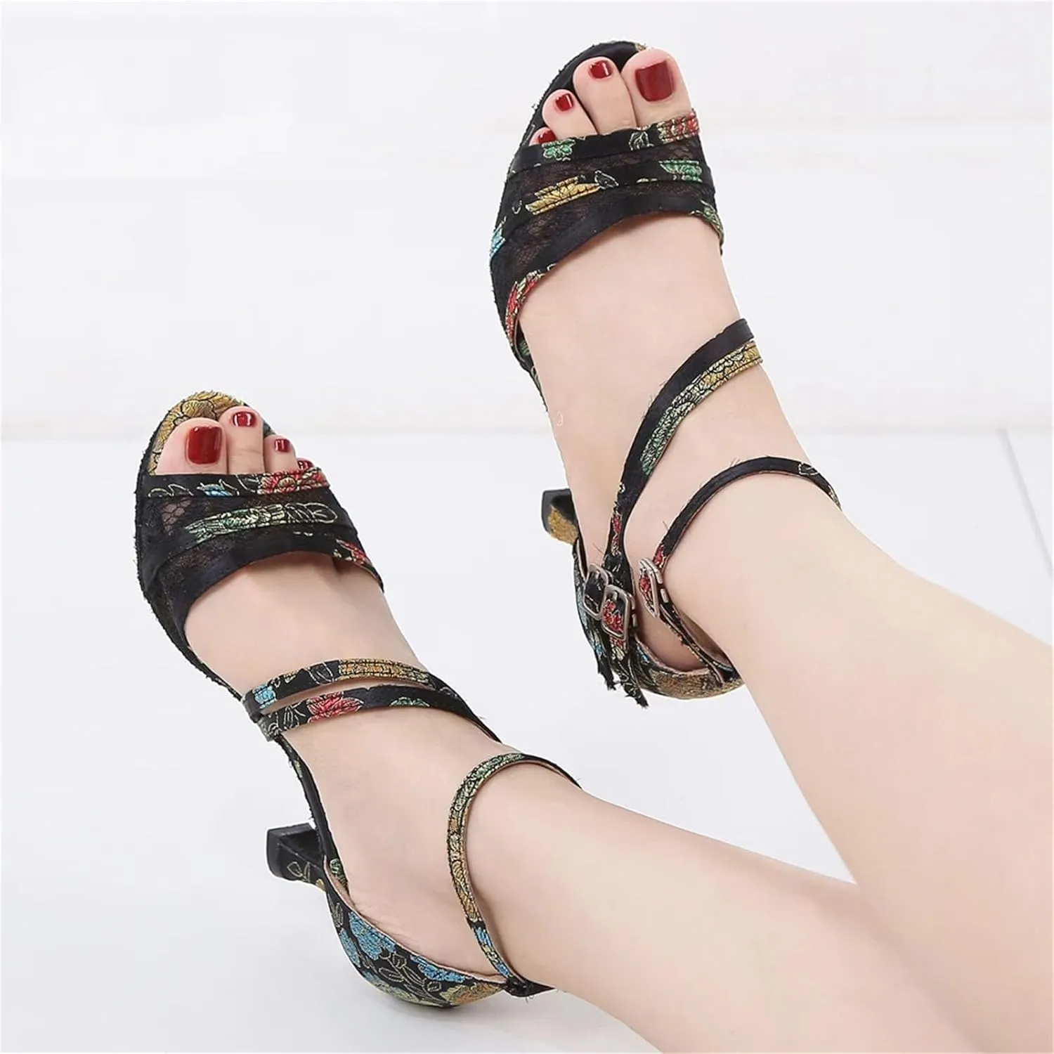Women's Dance Shoes - Ballroom Training Sneakers with 9CM (3.54") Heels for Waltz, Tango, Salsa