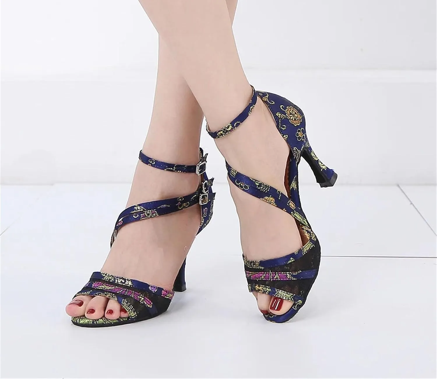 Women's Dance Shoes - Ballroom Training Sneakers with 9CM (3.54") Heels for Waltz, Tango, Salsa
