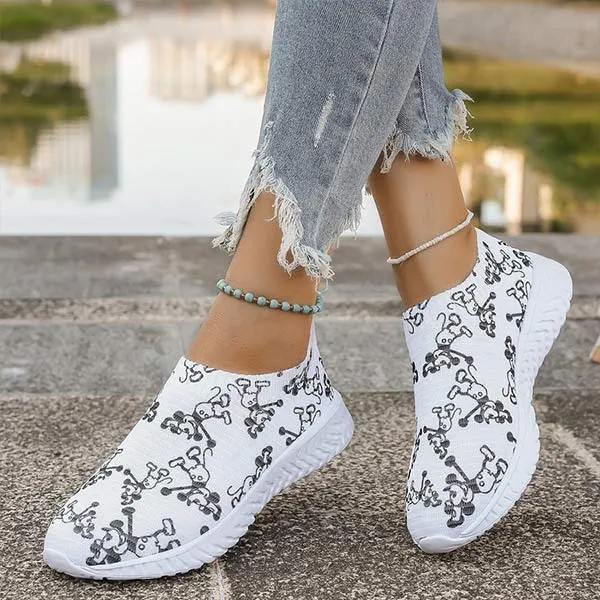 Women's Fashion Printed Casual Fly Knit Shoes 22881830C