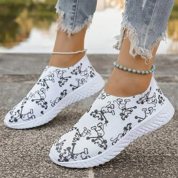 Women's Fashion Printed Casual Fly Knit Shoes 22881830C