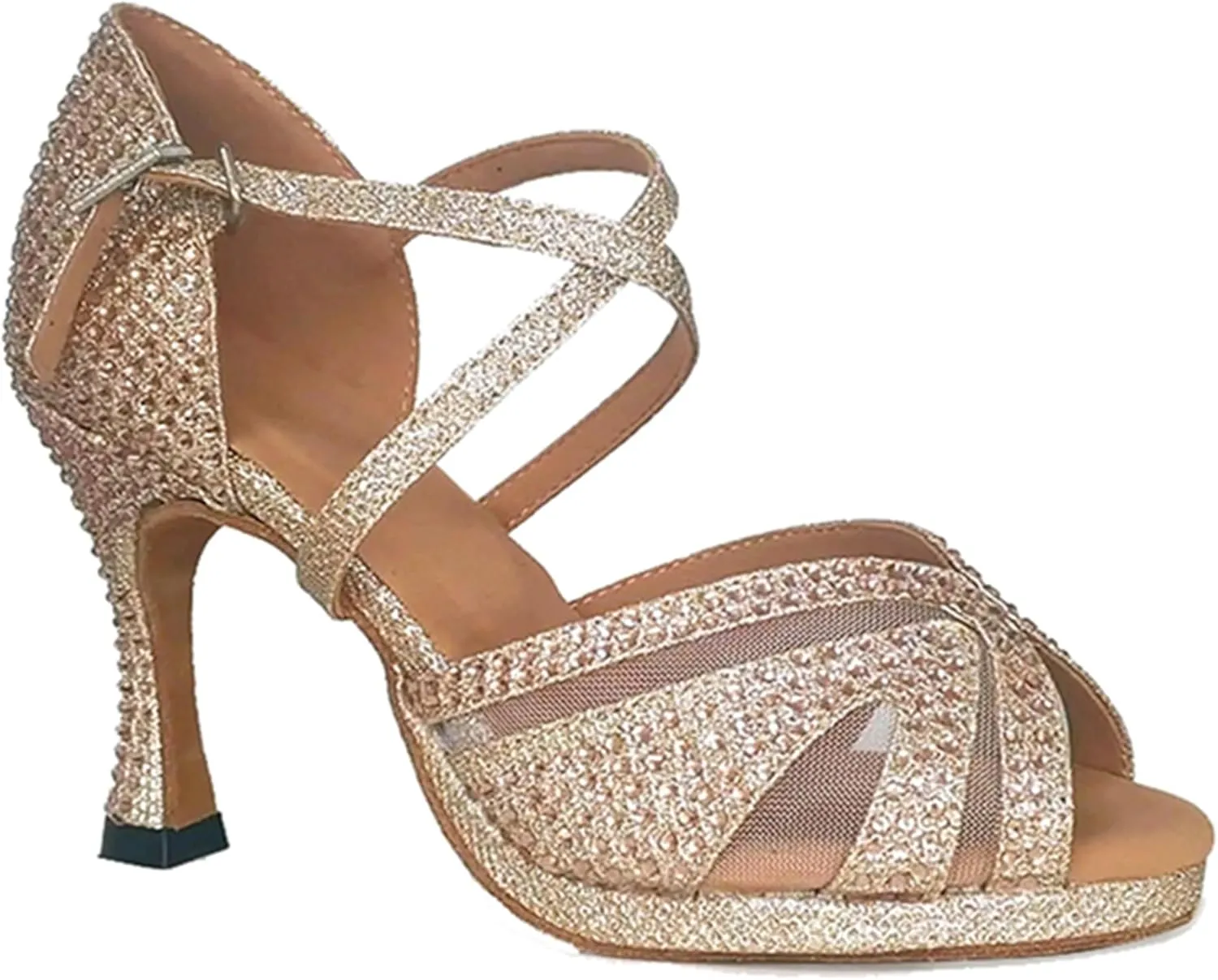 Womens Girls Dance Club Shoes Platform Latin Dancing Heels Glitter Wedding Prom Sandals X502