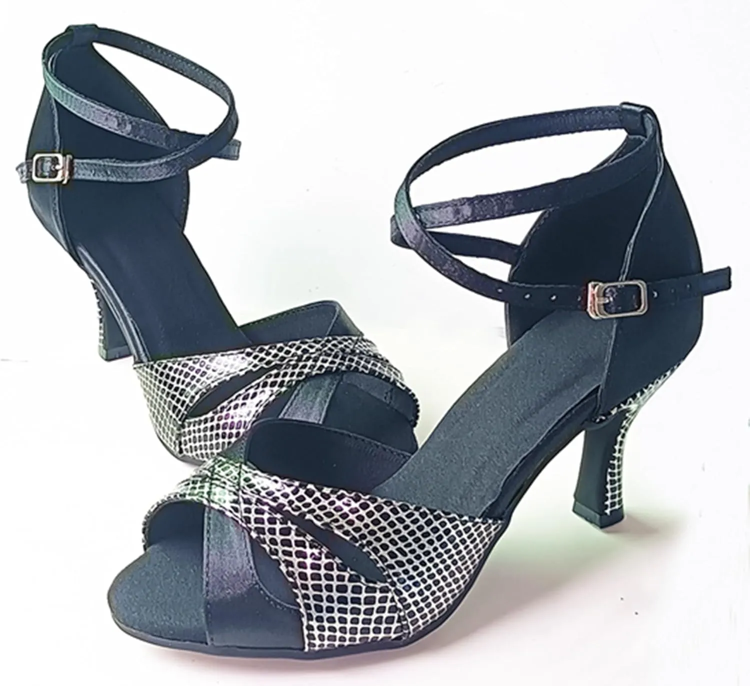 Womens Girls Heeled Dance Shoes 3" Heel Latin Salsa Ballroom Dancing Wedding Party Sandals X508