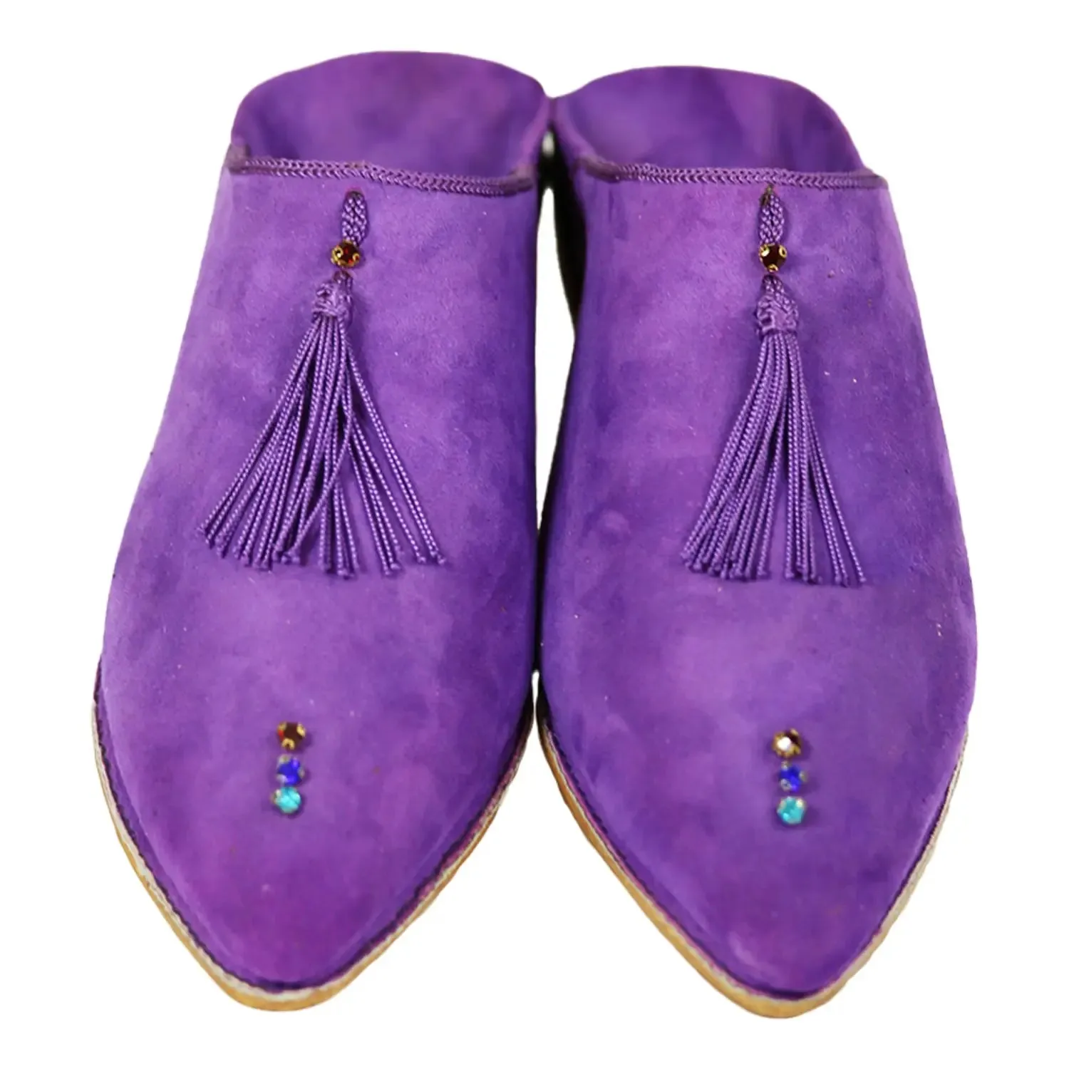 Women's Suede Chochia Purple Moroccan Babouches Leather Slippers