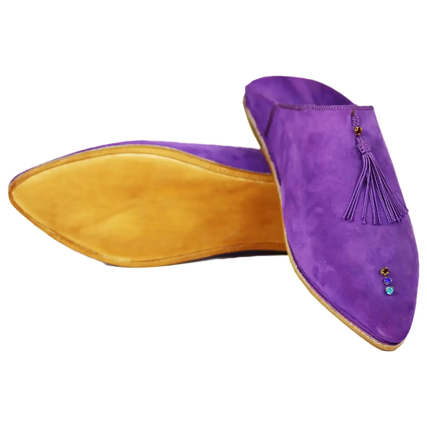 Women's Suede Chochia Purple Moroccan Babouches Leather Slippers