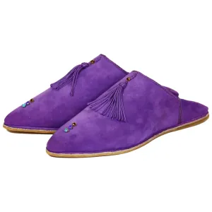 Women's Suede Chochia Purple Moroccan Babouches Leather Slippers