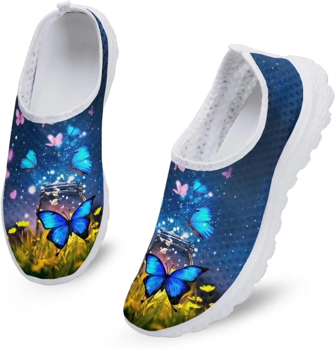 Women's Walking Shoes Men Mesh Sneaker Flat Slip On Breathable Trainers US 5-12