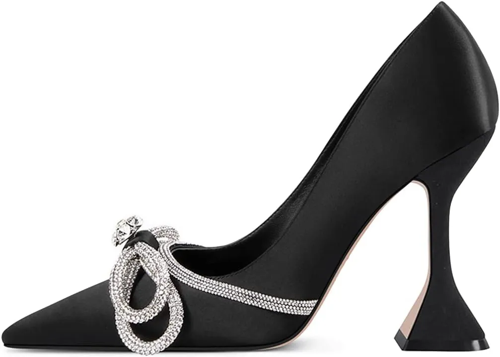 YDN Women Pointed Toe Slip on Diamond Pumps Special Kitten High Heel Shoe Party Prom Dress Lady Size 4-16 US