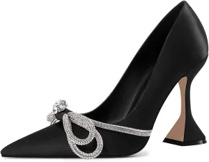 YDN Women Pointed Toe Slip on Diamond Pumps Special Kitten High Heel Shoe Party Prom Dress Lady Size 4-16 US