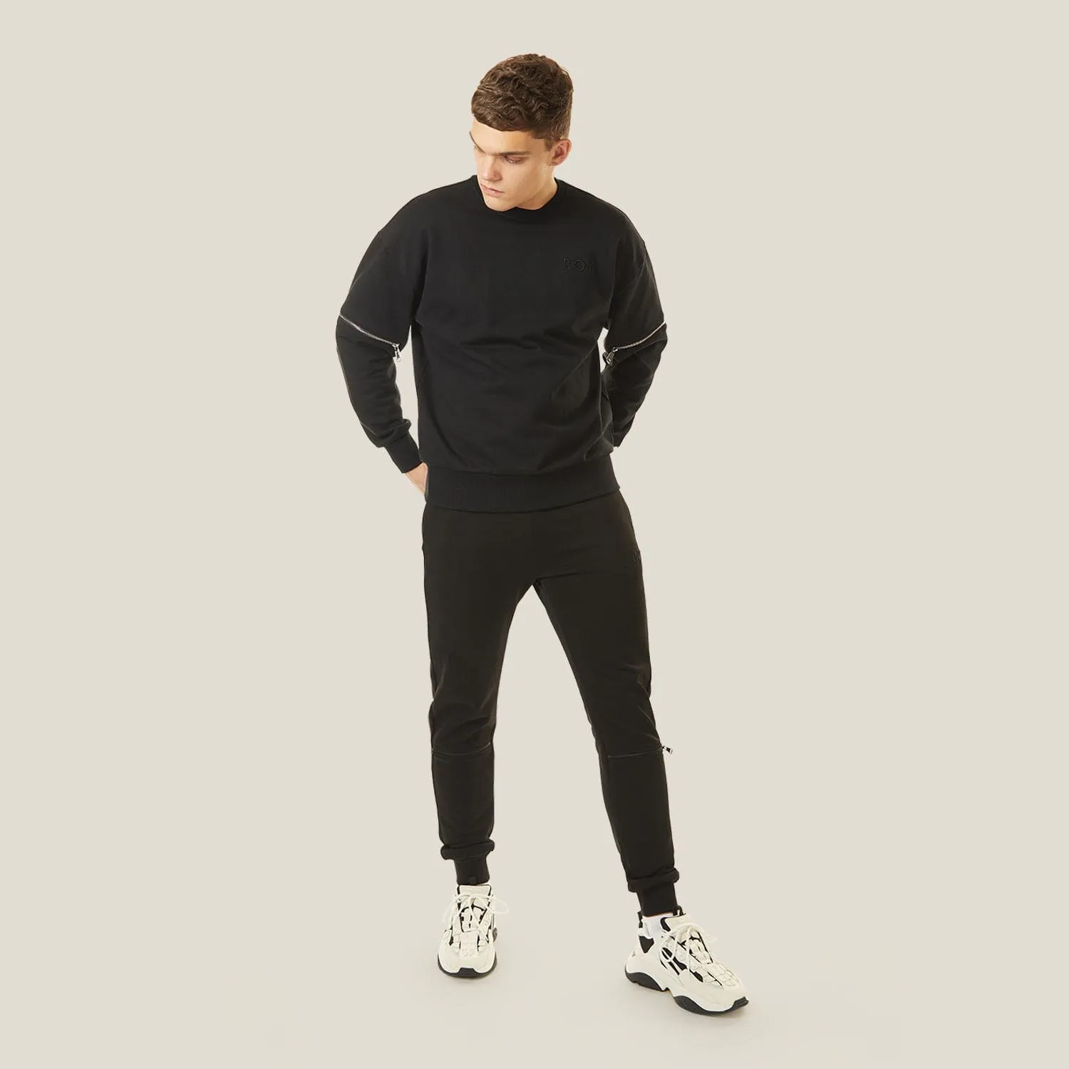 ZIPPED UP JOGGERS - BLACK