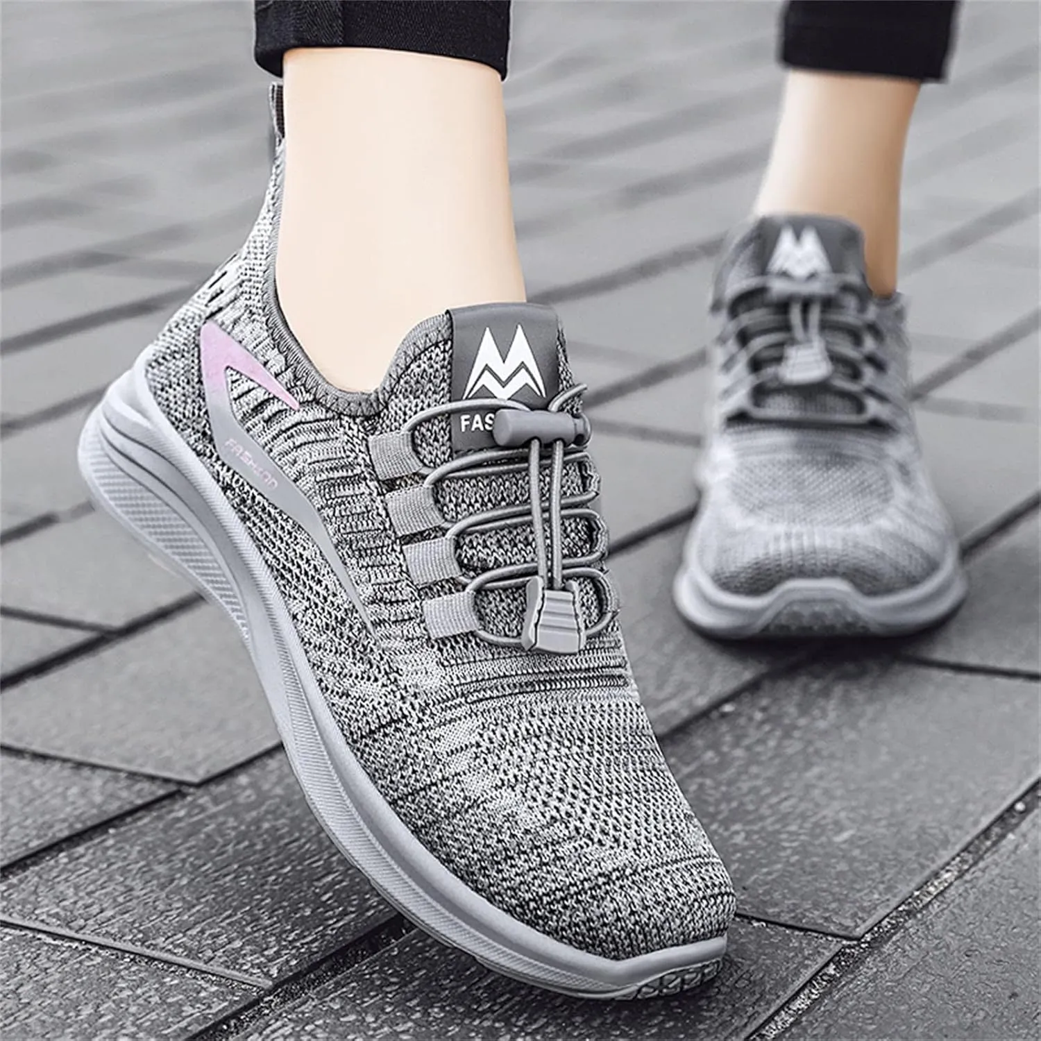 ZSpzx Running Shoes for Women Lightweight Air Cushioned Tennis Sneakers Non Slip Breathable Mesh Gym Workout Sneakers Ladies Walking Plantar Fasciitis Slip On Shoes for Gym Travel Daily Wear