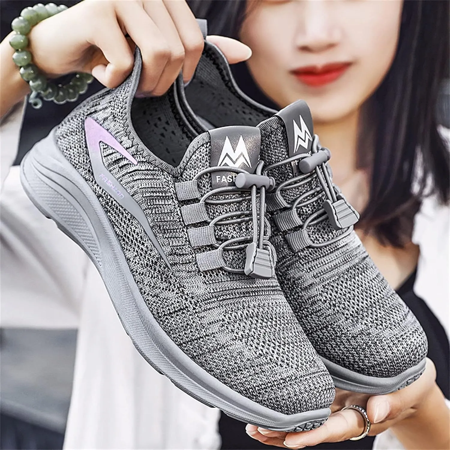 ZSpzx Running Shoes for Women Lightweight Air Cushioned Tennis Sneakers Non Slip Breathable Mesh Gym Workout Sneakers Ladies Walking Plantar Fasciitis Slip On Shoes for Gym Travel Daily Wear