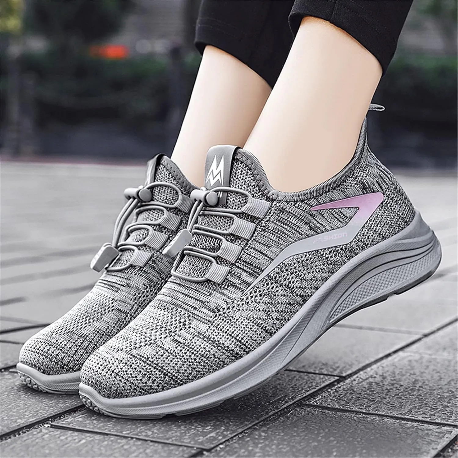 ZSpzx Running Shoes for Women Lightweight Air Cushioned Tennis Sneakers Non Slip Breathable Mesh Gym Workout Sneakers Ladies Walking Plantar Fasciitis Slip On Shoes for Gym Travel Daily Wear